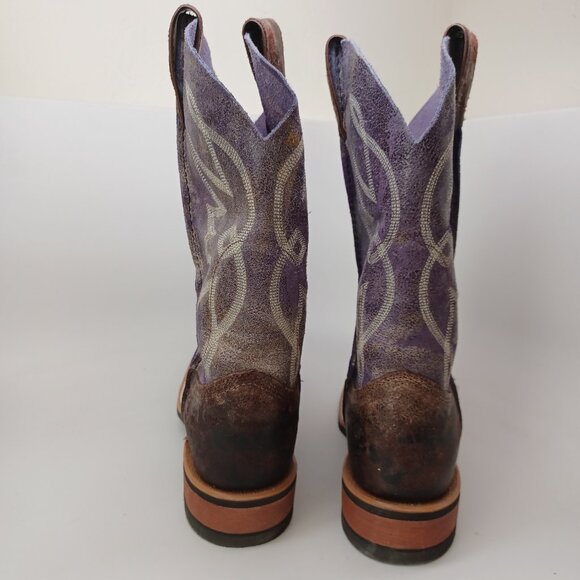 Justin Boots Brown Purple Leather Western Cowgirl Rodeo Womens 8.5 NEW - Picture 5 of 15